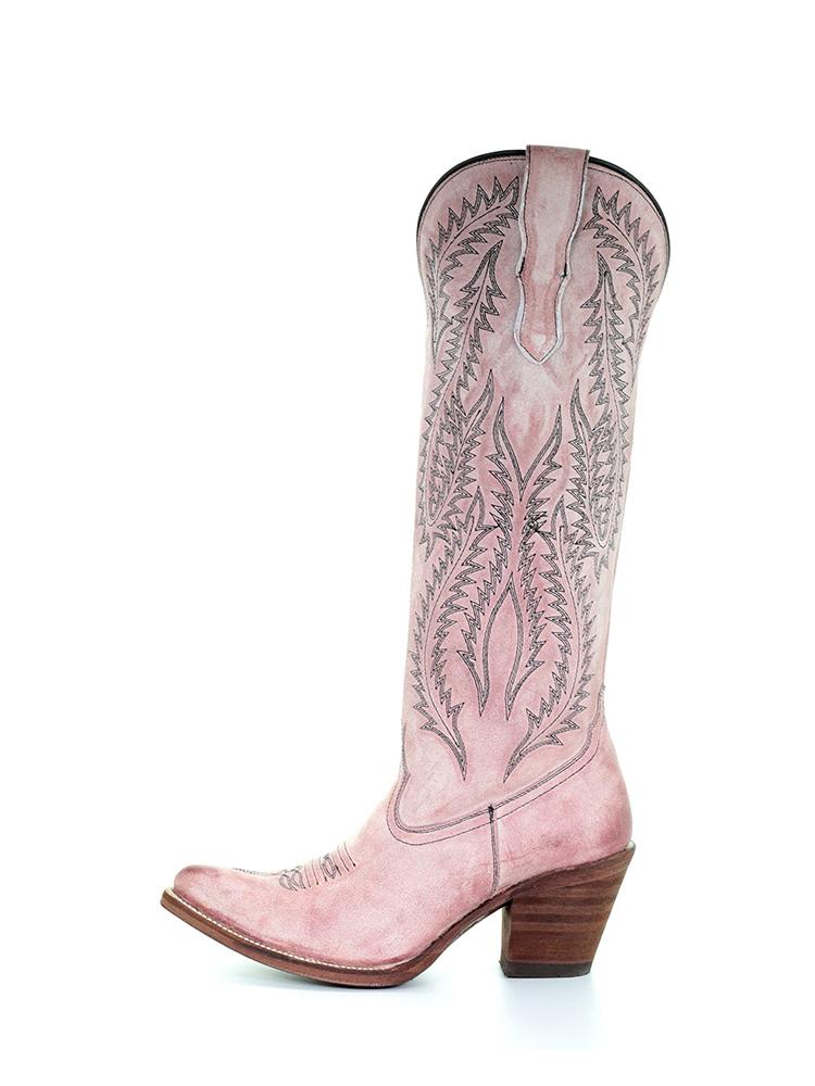 Embroidered Pointy Zip Mid Calf Tall Cowgirl Retro Boots