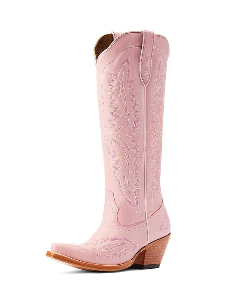 Embroidered Snip Wide Mid Calf Western Boots