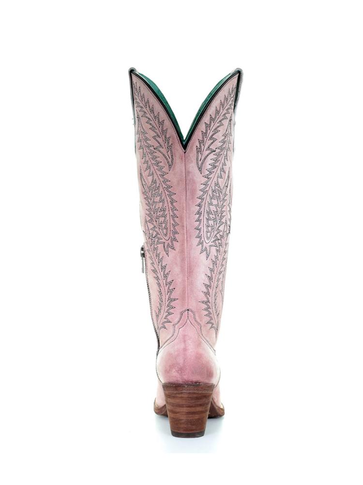 Embroidered Pointy Zip Mid Calf Tall Cowgirl Retro Boots