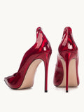 Red Iridescent Wave Edge Stiletto Heeled Pointy Pumps