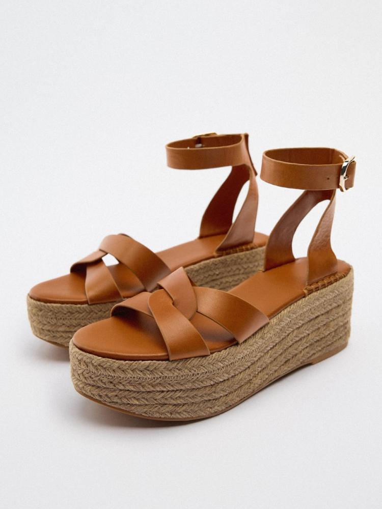 Boho Buckle Ankle Strap Espadrille Platform Wedge Sandals