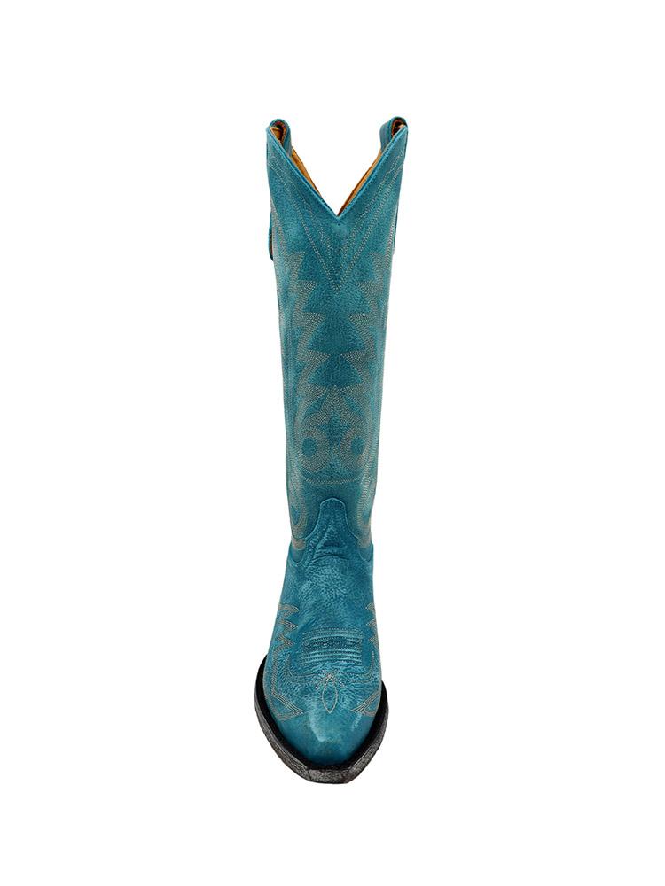 Embroidered Snip-toe Slip-on Knee High Western Cowgirl Boots