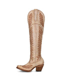 Distress Wing Embroidered Zip Pointy Knee-High Cowgirl Tall Vintage Boots