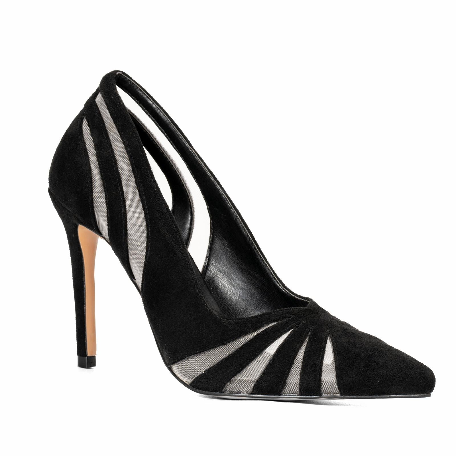 Black Transparent Mesh Heels Pointed Evening Women Stiletto Pumps